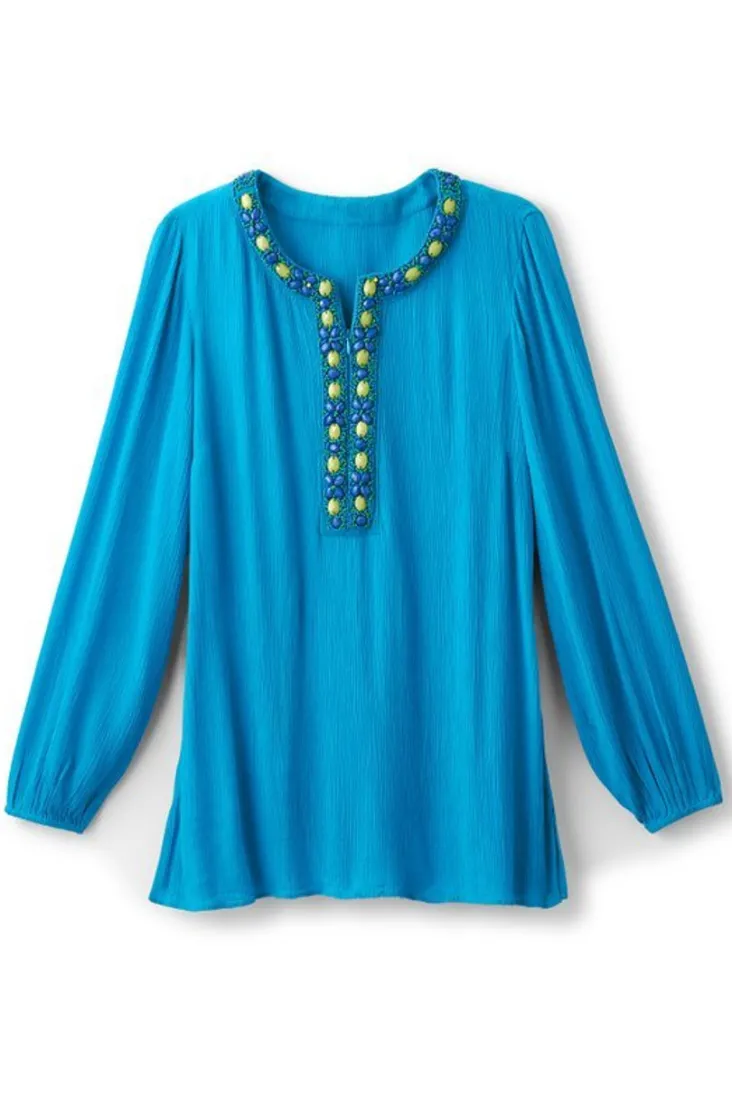Discount Soft Surroundings Nellie Gauze Tunic BlueDanube