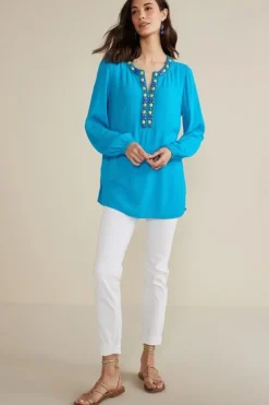 Discount Soft Surroundings Nellie Gauze Tunic BlueDanube