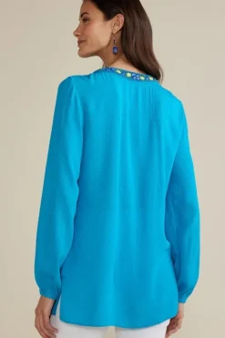 Discount Soft Surroundings Nellie Gauze Tunic BlueDanube