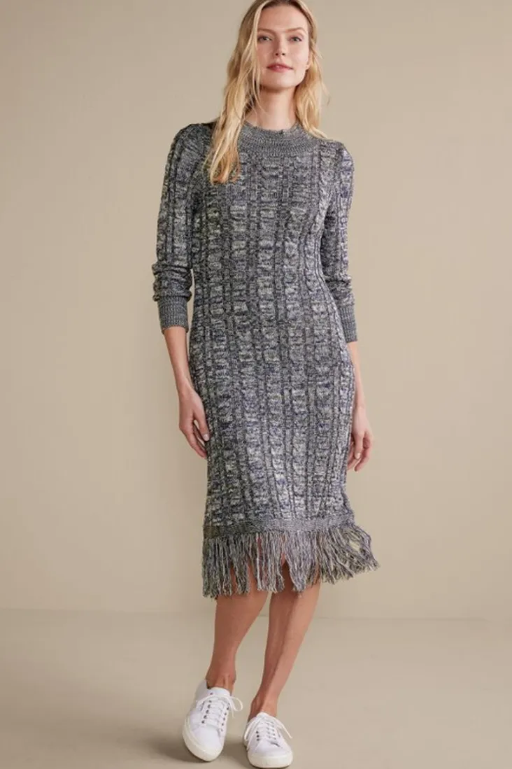 Outlet Soft Surroundings Neve Sweater Dress CharcoalGrey