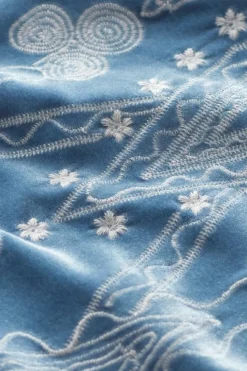 Clearance Soft Surroundings Nori Embroidered Velvet Tunic MoonlightBlue