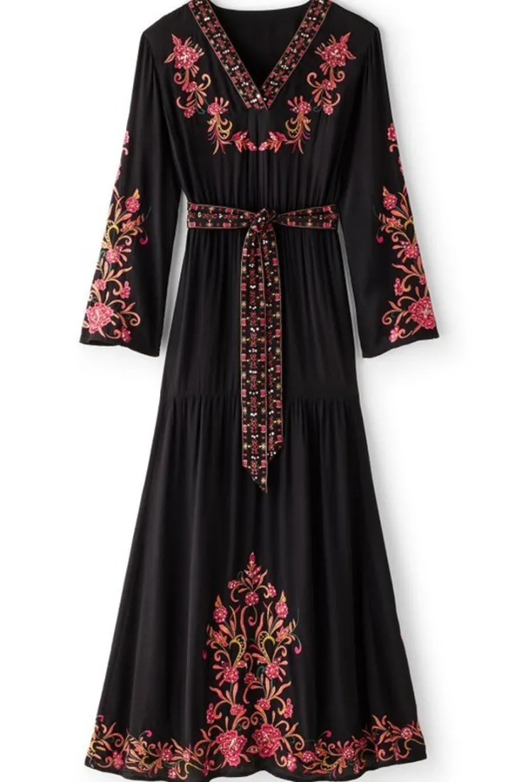Discount Soft Surroundings Onyx Embellished Maxi Dress Black