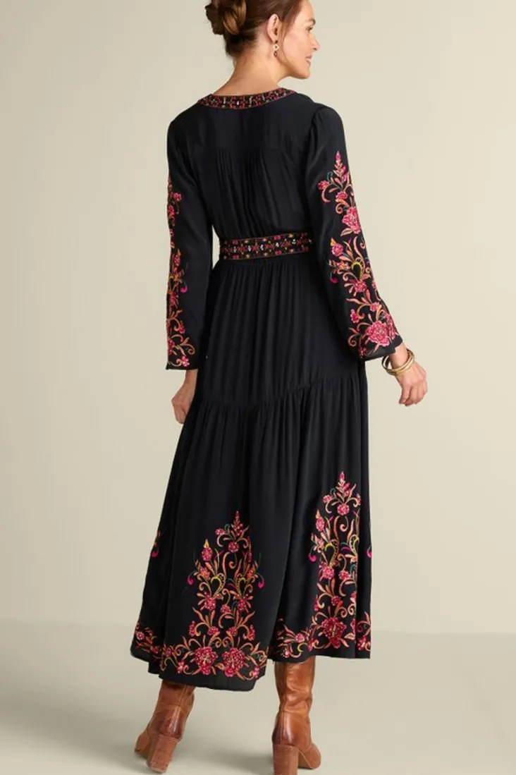 Discount Soft Surroundings Onyx Embellished Maxi Dress Black