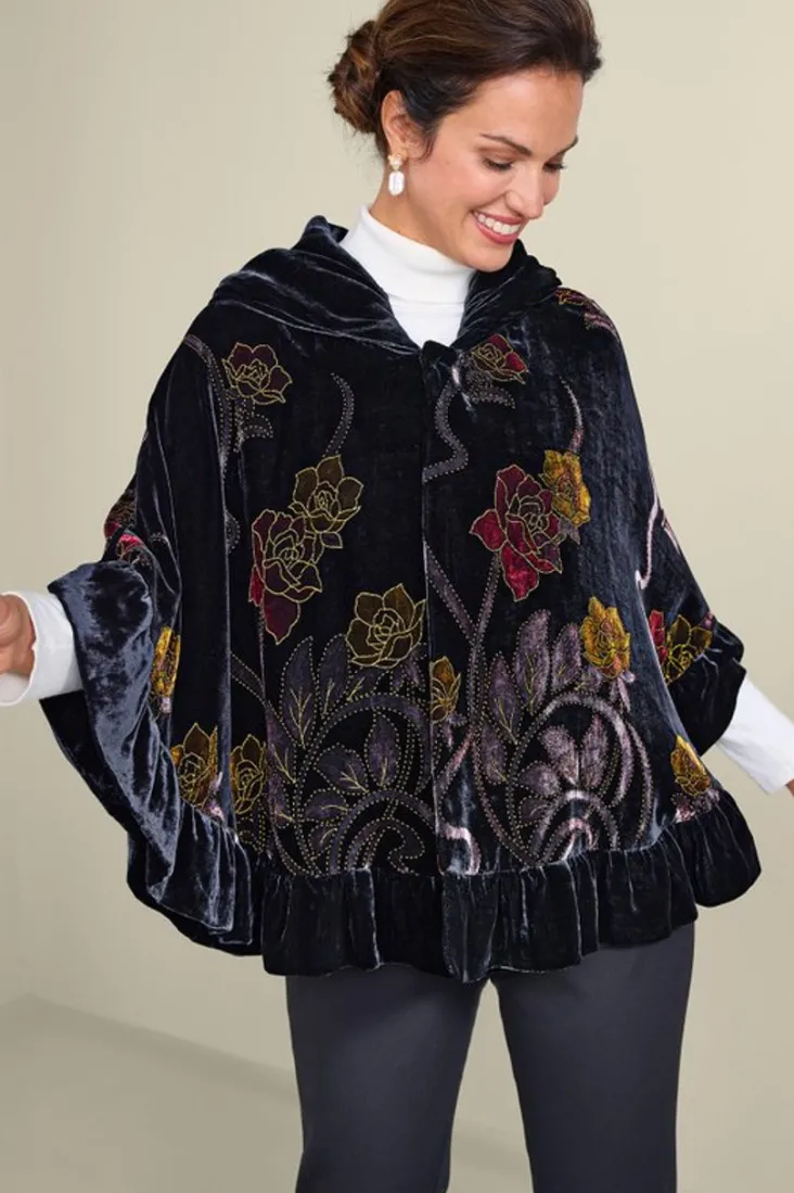 Clearance Soft Surroundings Palara Velvet Wrap BlackMulti