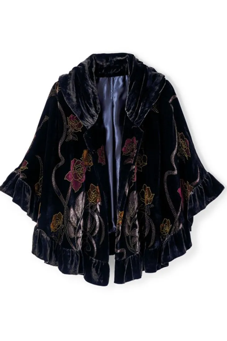 Clearance Soft Surroundings Palara Velvet Wrap BlackMulti