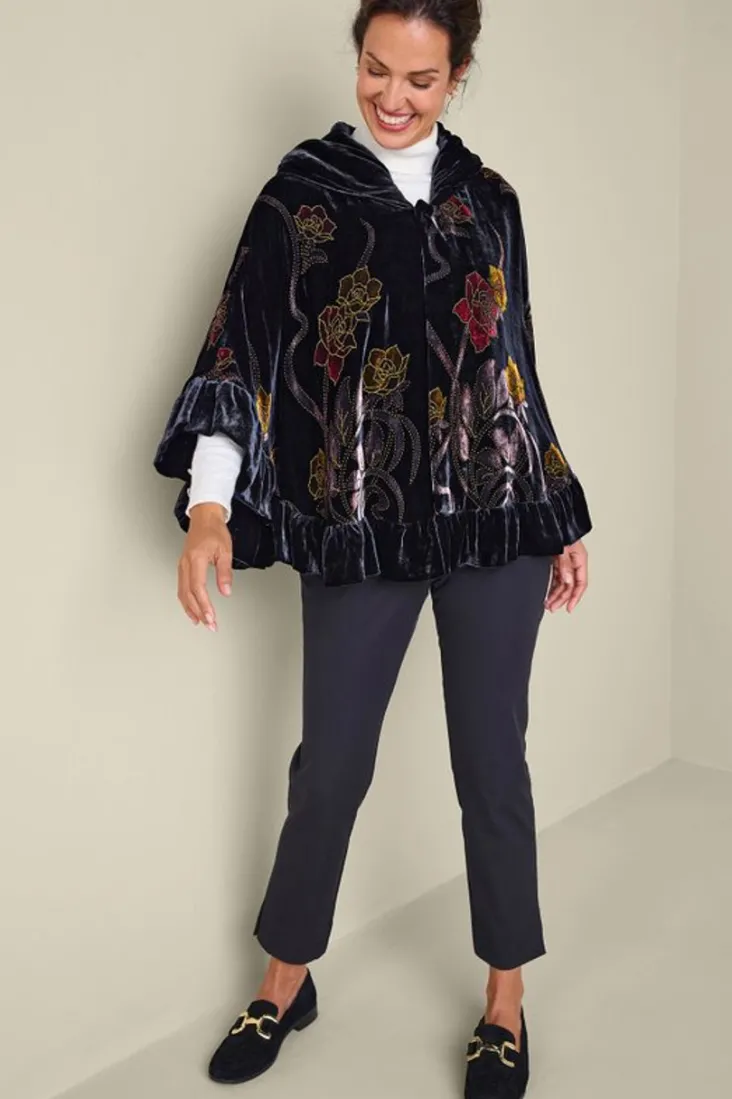 Clearance Soft Surroundings Palara Velvet Wrap BlackMulti