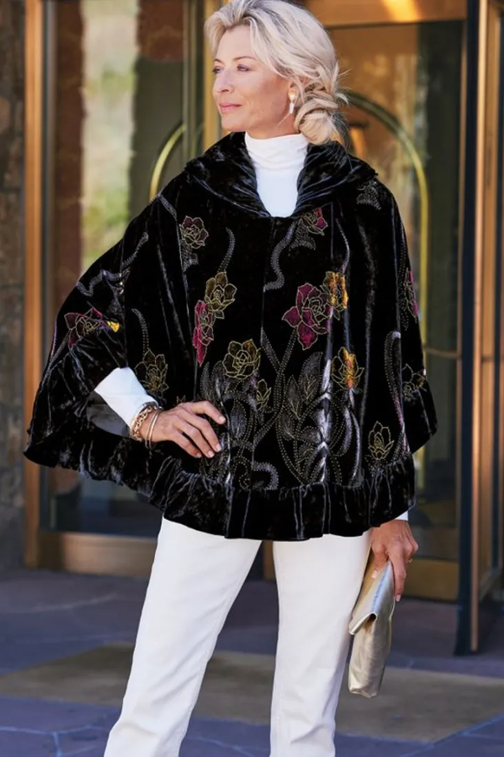 Clearance Soft Surroundings Palara Velvet Wrap BlackMulti