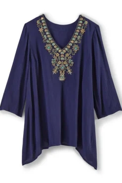 Sale Soft Surroundings Paulina Gauze Pullover Navy