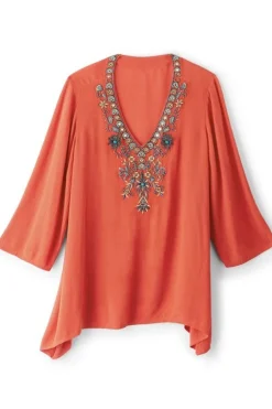 Sale Soft Surroundings Paulina Gauze Pullover Navy