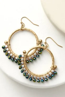 New Soft Surroundings Phoebe Beads Hoop Earrings Gold