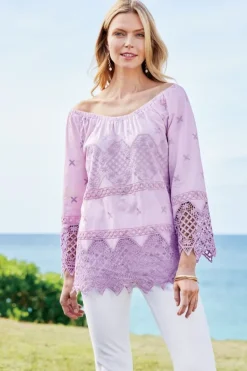 Clearance Soft Surroundings Pilar Off The Shoulder Top OrchidBloom