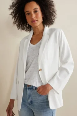 Discount Soft Surroundings Portofino Linen Blend Boyfriend Blazer Lime