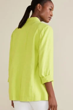 Discount Soft Surroundings Portofino Linen Blend Boyfriend Blazer Lime