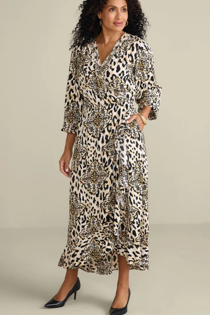 Outlet Soft Surroundings Priyani Midi Dress LeopardMedallion