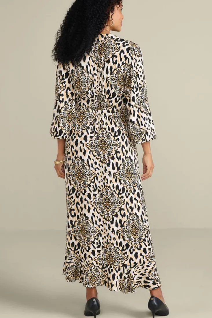 Outlet Soft Surroundings Priyani Midi Dress LeopardMedallion