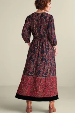 Outlet Soft Surroundings Quinn Maxi Dress FlowingPaisleyBlack+Red