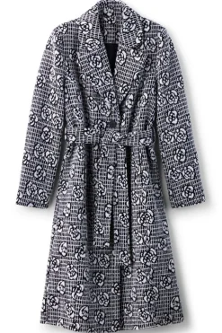 Hot Soft Surroundings Rami Jacquard Coat Black/White