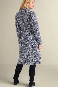 Hot Soft Surroundings Rami Jacquard Coat Black/White