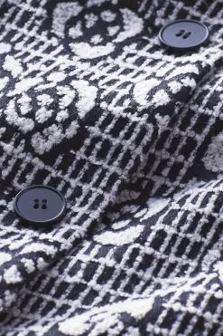 Hot Soft Surroundings Rami Jacquard Coat Black/White