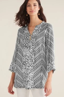 Discount Soft Surroundings Ravello Top Black/WhiteAbstract