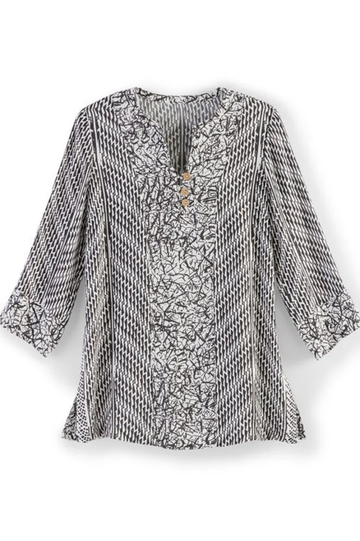 Discount Soft Surroundings Ravello Top Black/WhiteAbstract