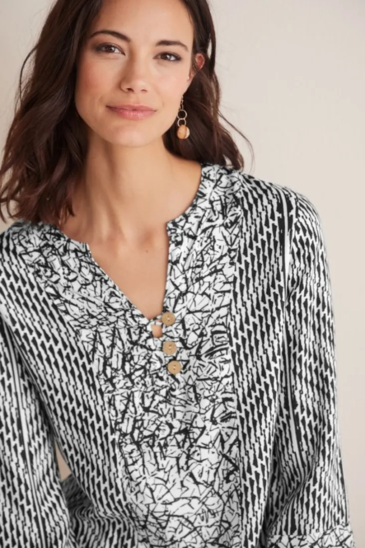 Discount Soft Surroundings Ravello Top Black/WhiteAbstract