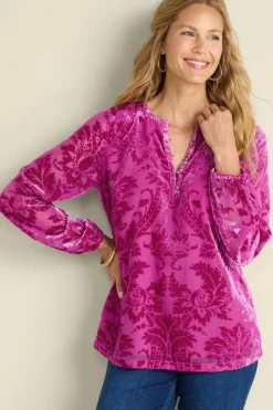 Hot Soft Surroundings Reesha Velvet Top Sangria