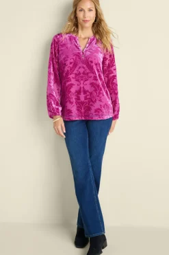 Hot Soft Surroundings Reesha Velvet Top Sangria