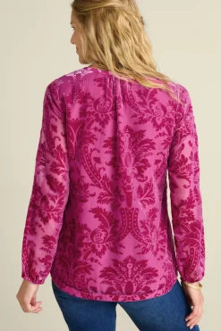 Hot Soft Surroundings Reesha Velvet Top Sangria