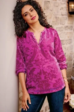Hot Soft Surroundings Reesha Velvet Top Sangria