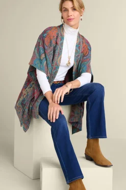 Clearance Soft Surroundings Rhea Woven Kimono Wrap Multi