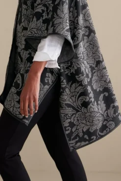 Clearance Soft Surroundings Rian Jacquard Ruana NeutralFloral