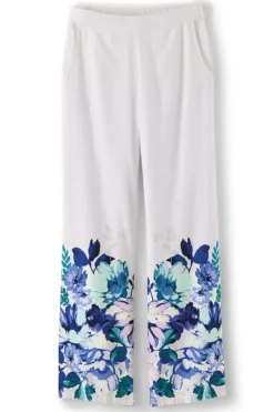 Outlet Soft Surroundings Ronna Linen Blend Wide Leg Pants WatercolorFloral
