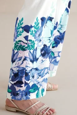 Outlet Soft Surroundings Ronna Linen Blend Wide Leg Pants WatercolorFloral