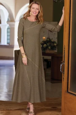 Soft Surroundings Ryley Dress Brown/BlackStripe
