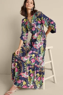 Outlet Soft Surroundings Samantha Maxi Dress NavyPaisley