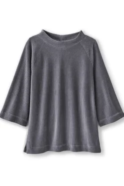 Soft Surroundings Samina Corduroy Pullover ShorelineGrey