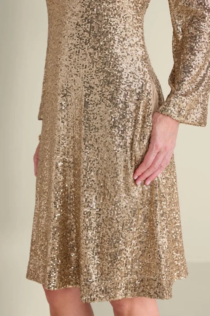 Best Soft Surroundings Sancerre Sequin Dress GoldSequin