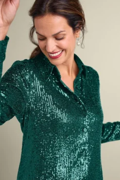 New Soft Surroundings Sancerre Sequin Shirt