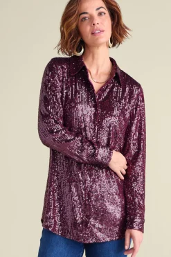 New Soft Surroundings Sancerre Sequin Shirt