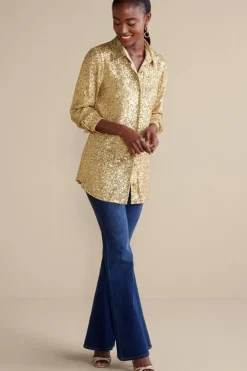New Soft Surroundings Sancerre Sequin Shirt