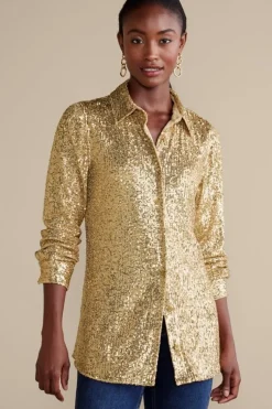 New Soft Surroundings Sancerre Sequin Shirt