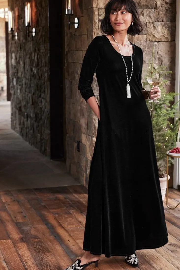 Outlet Soft Surroundings Santiago Stretch Velvet Dress