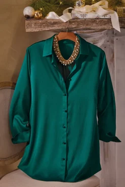 Soft Surroundings Satin Boyfriend Shirt
