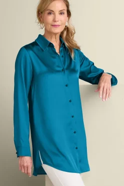 Soft Surroundings Satin Boyfriend Shirt