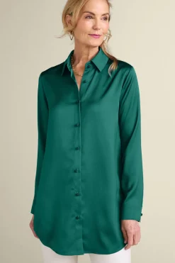 Soft Surroundings Satin Boyfriend Shirt