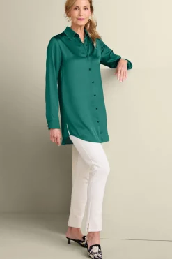 Soft Surroundings Satin Boyfriend Shirt