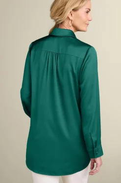 Soft Surroundings Satin Boyfriend Shirt
