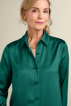 Soft Surroundings Satin Boyfriend Shirt