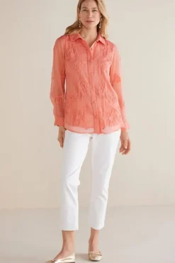 Clearance Soft Surroundings Savannah Embellished Tunic BurntCoral